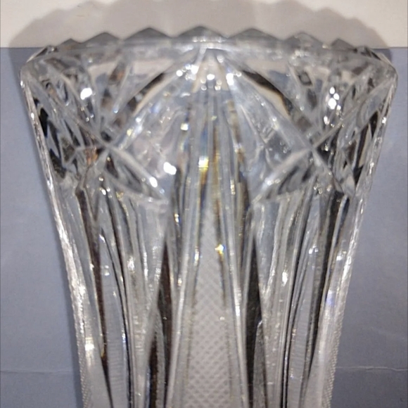 VTG Bohemian CZECH CRYSTAL CUT Clear Diamond Cut Pattern Gorgeous Vase Heavy - Picture 9 of 11